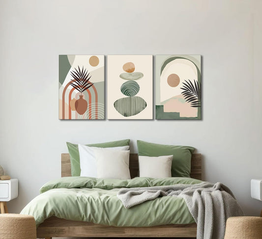 3 Pcs Boho Art Wall Decor Canvas Wall Art Decor Stretched And Framed Ready To Hang Size 12 X 16in