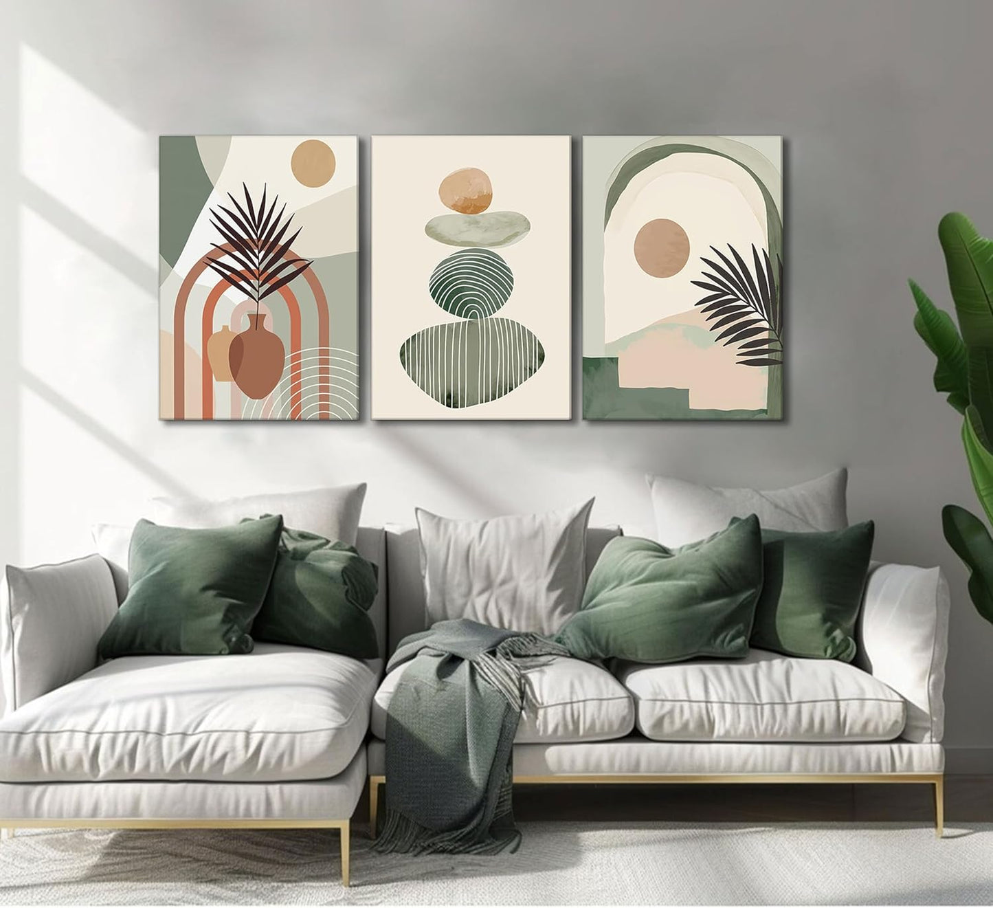 3 Pcs Boho Art Wall Decor Canvas Wall Art  Decor Stretched And Framed Ready To Hang Size 12 X 16in