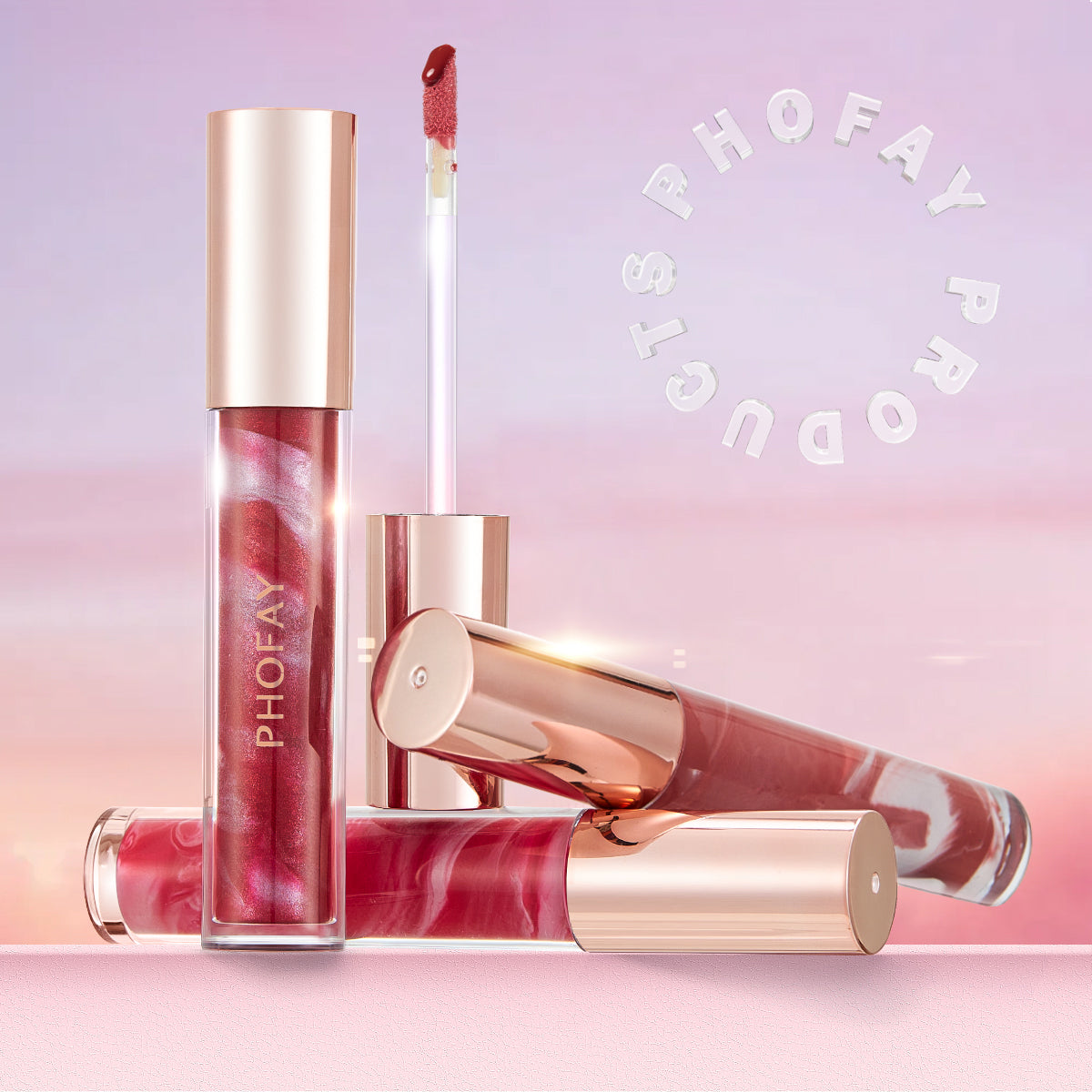 PHOFAY Rose Blooming Hydrating Lip Gloss – Moisturizing Shine & Smooth Finish
