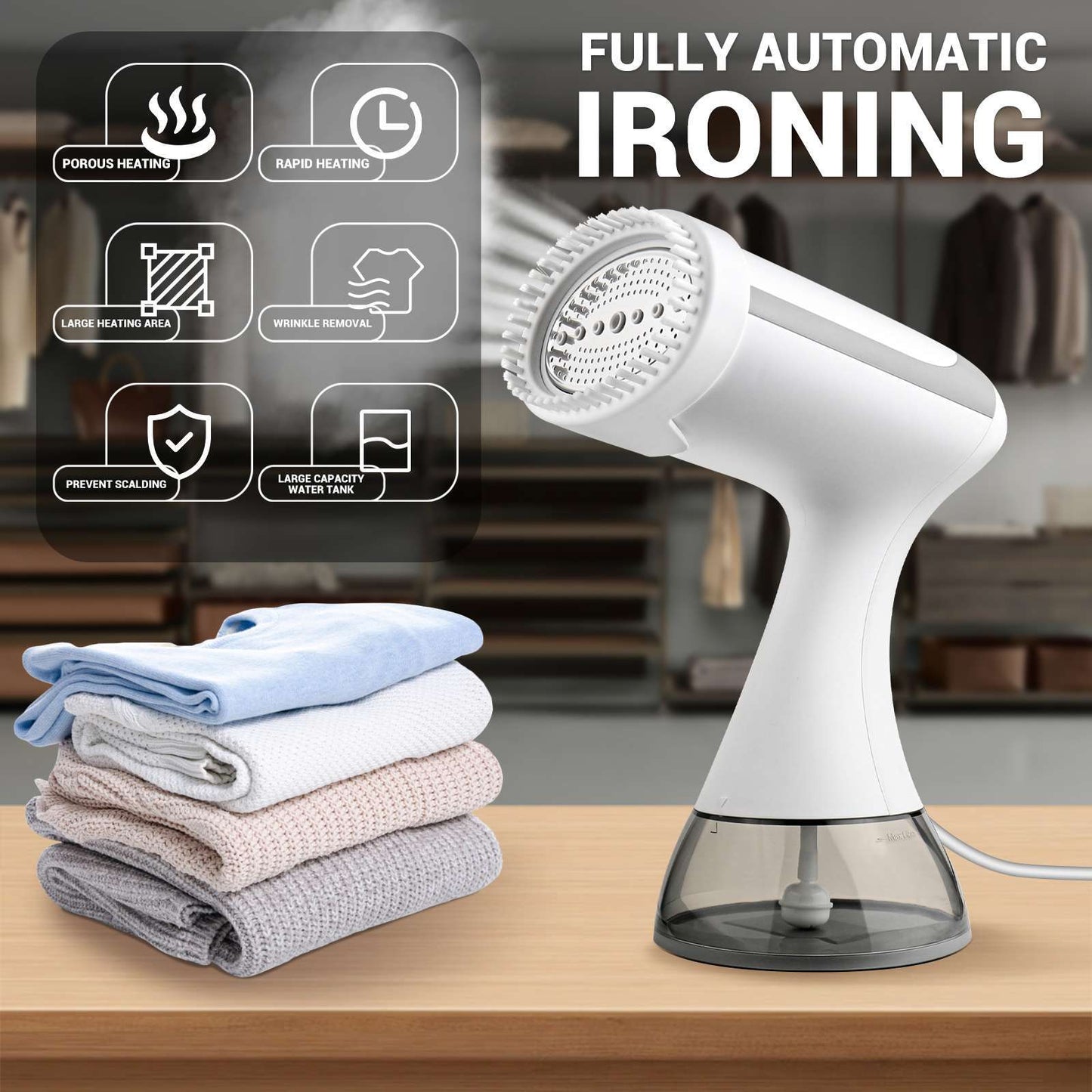 Portable Clothes Steamer – Fast Heat Garment Steamer for Travel & Home (Wrinkle Remover)