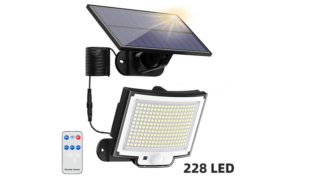 2-Pack 228 LED Solar Motion Sensor Wall Lights – Outdoor Waterproof Split Solar Flood Lights with Remote Control