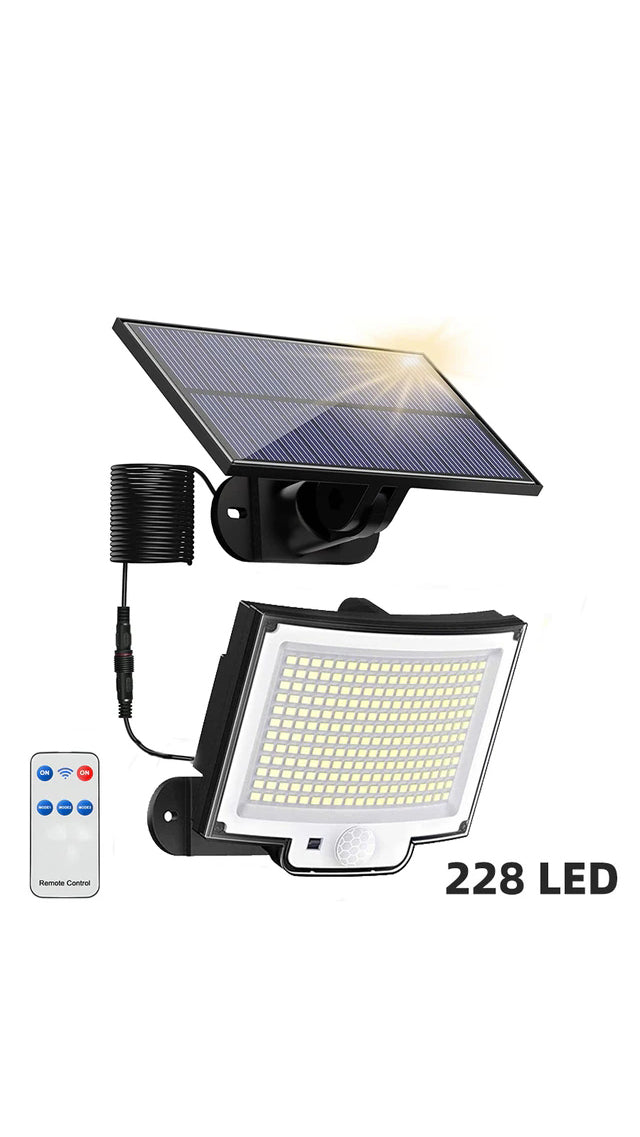 2-Pack 228 LED Solar Motion Sensor Wall Lights – Outdoor Waterproof Split Solar Flood Lights with Remote Control