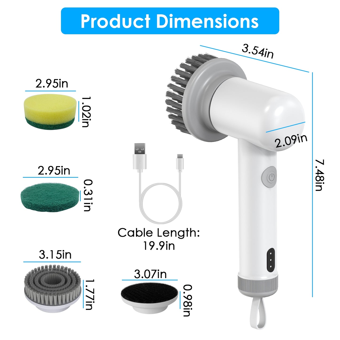 Electric Spin Scrubber – Cordless Handheld Cleaning Brush with 4 Replaceable Heads & 2 Speeds