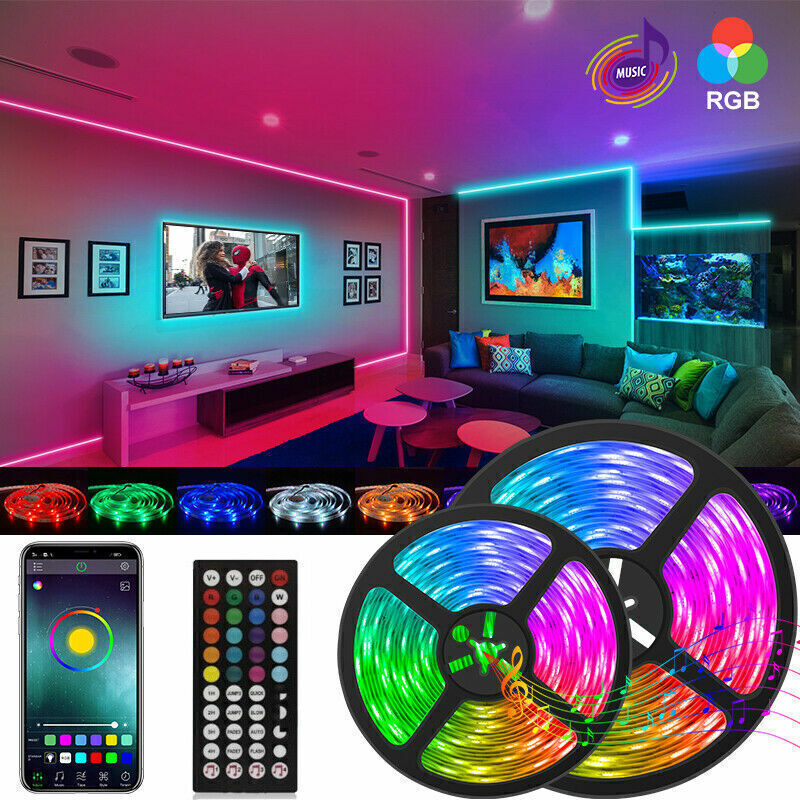 RGB LED Strip Lights – Bluetooth App Control Color Changing Lights for Room & TV (Remote Included)