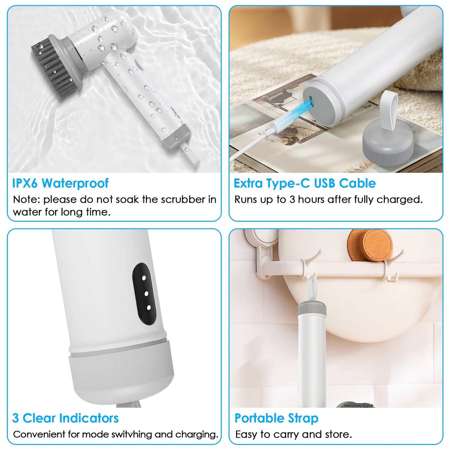 Electric Spin Scrubber – Cordless Handheld Cleaning Brush with 4 Replaceable Heads & 2 Speeds