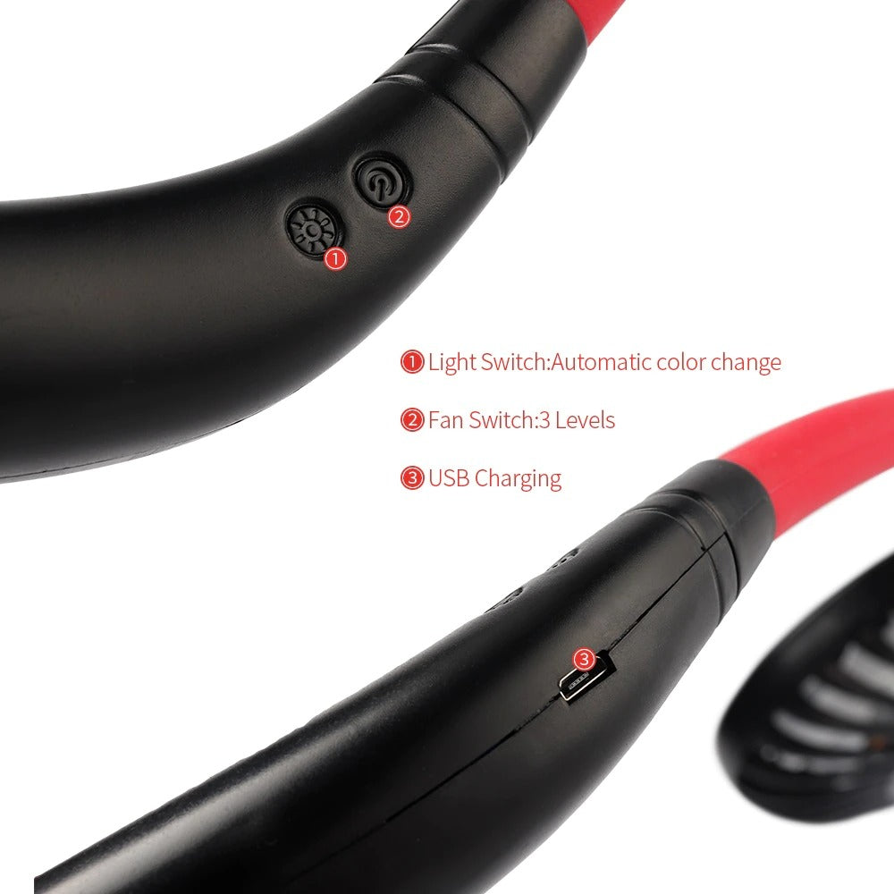 Portable Neck Fan – USB Rechargeable Hands-Free Cooling Fan (3 Speed, Quiet & Lightweight)