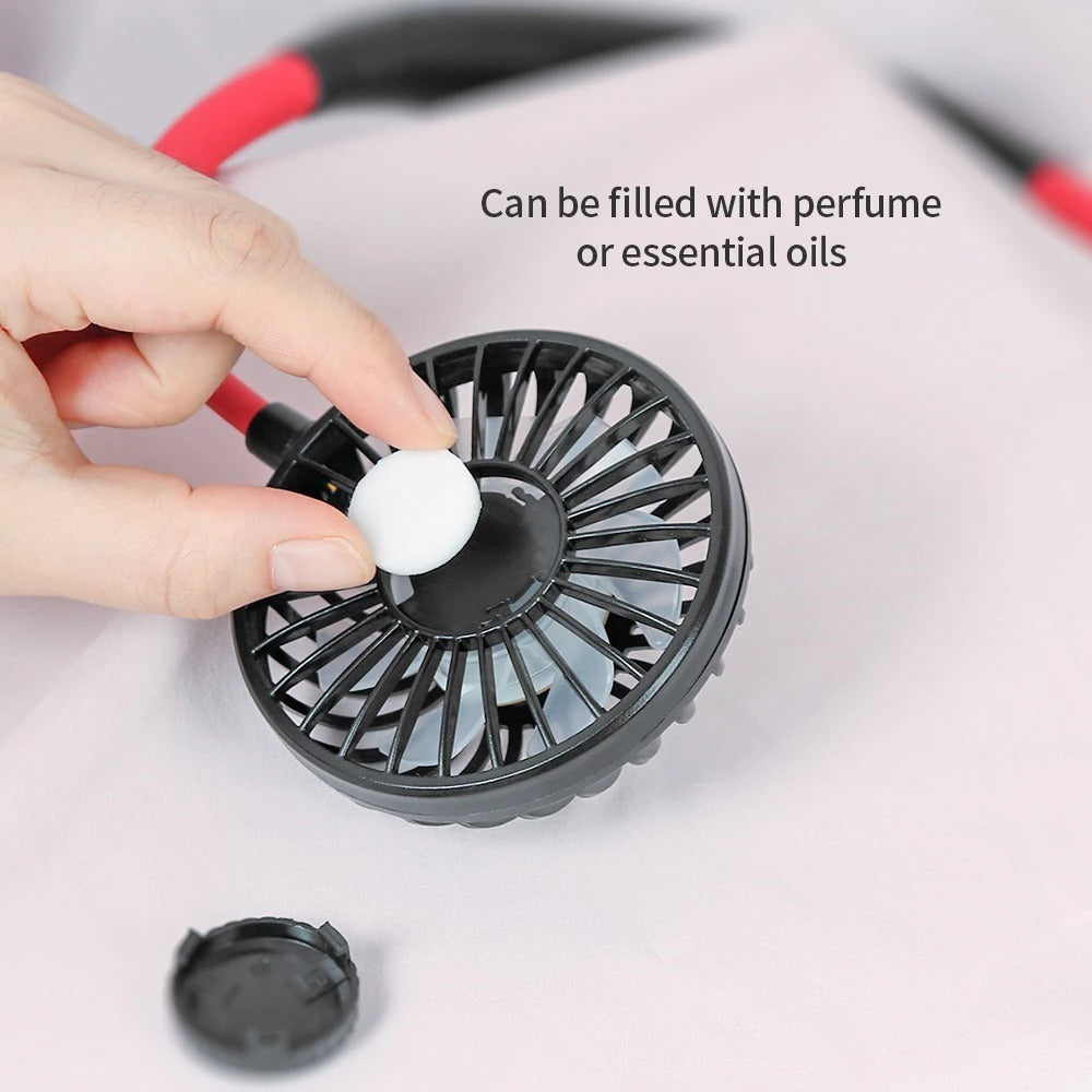 Portable Neck Fan – USB Rechargeable Hands-Free Cooling Fan (3 Speed, Quiet & Lightweight)