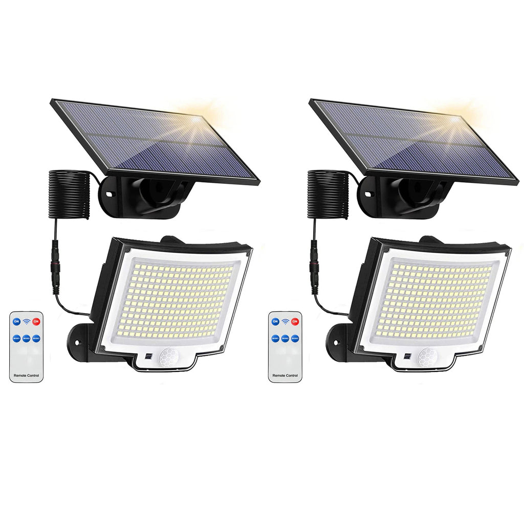 2-Pack 228 LED Solar Motion Sensor Wall Lights – Outdoor Waterproof Split Solar Flood Lights with Remote Control