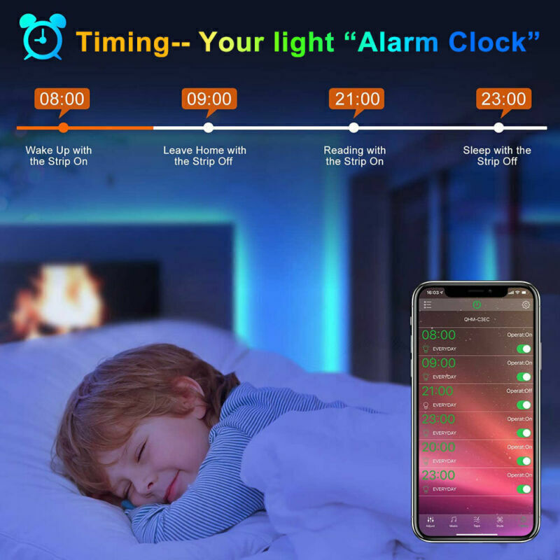 RGB LED Strip Lights – Bluetooth App Control Color Changing Lights for Room & TV (Remote Included)