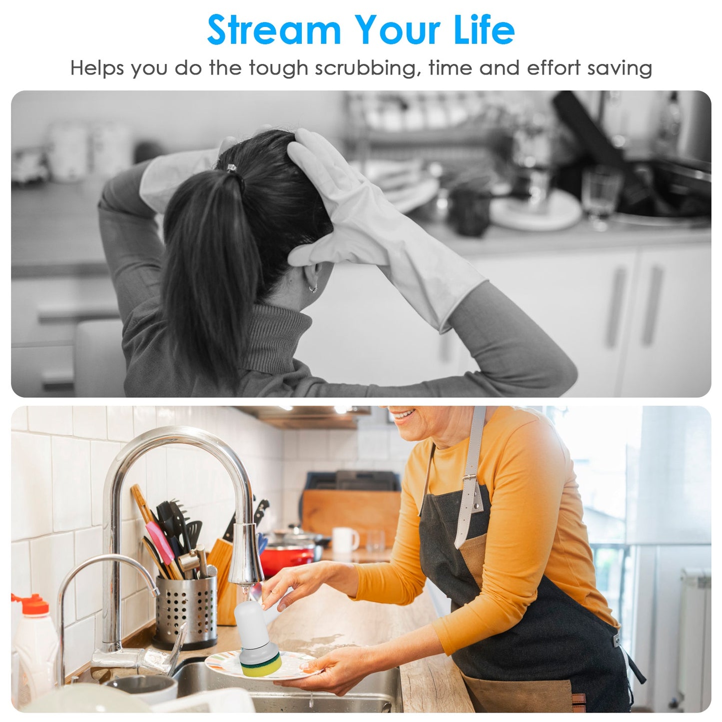 Electric Spin Scrubber – Cordless Handheld Cleaning Brush with 4 Replaceable Heads & 2 Speeds
