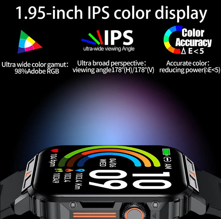 BT Call Smartwatch – Outdoor Sports Fitness Tracker with Big Battery & Waterproof