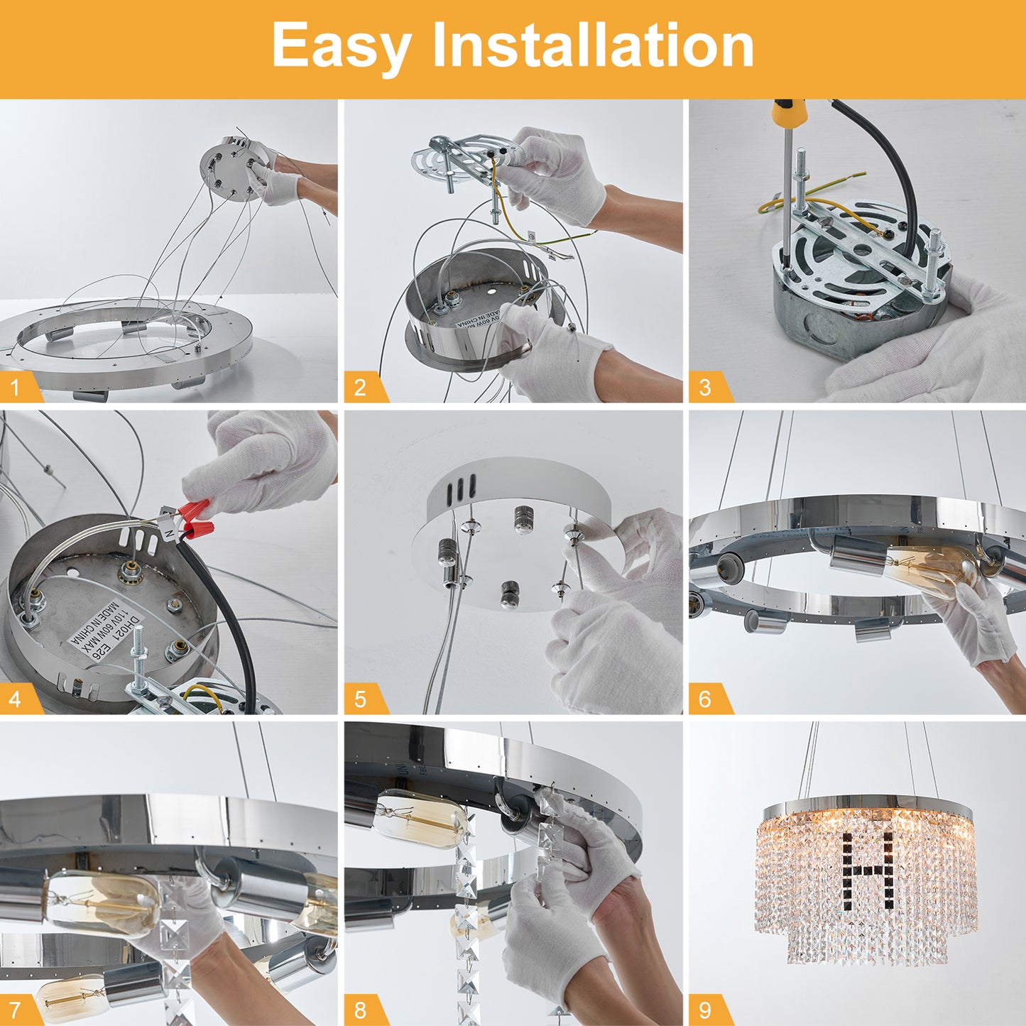 Modern Crystal Chandelier – Luxury Round Pendant Ceiling Light for Living Room