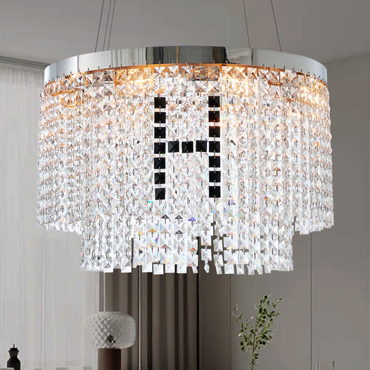 Modern Crystal Chandelier – Luxury Round Pendant Ceiling Light for Living Room