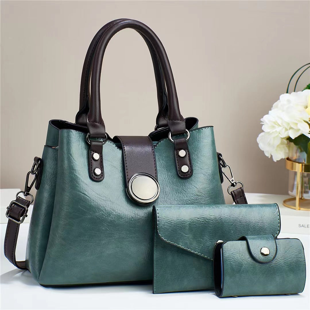 Women’s Fashion Handbag Set with Shoulder Bag and Pouch Three-piece Set