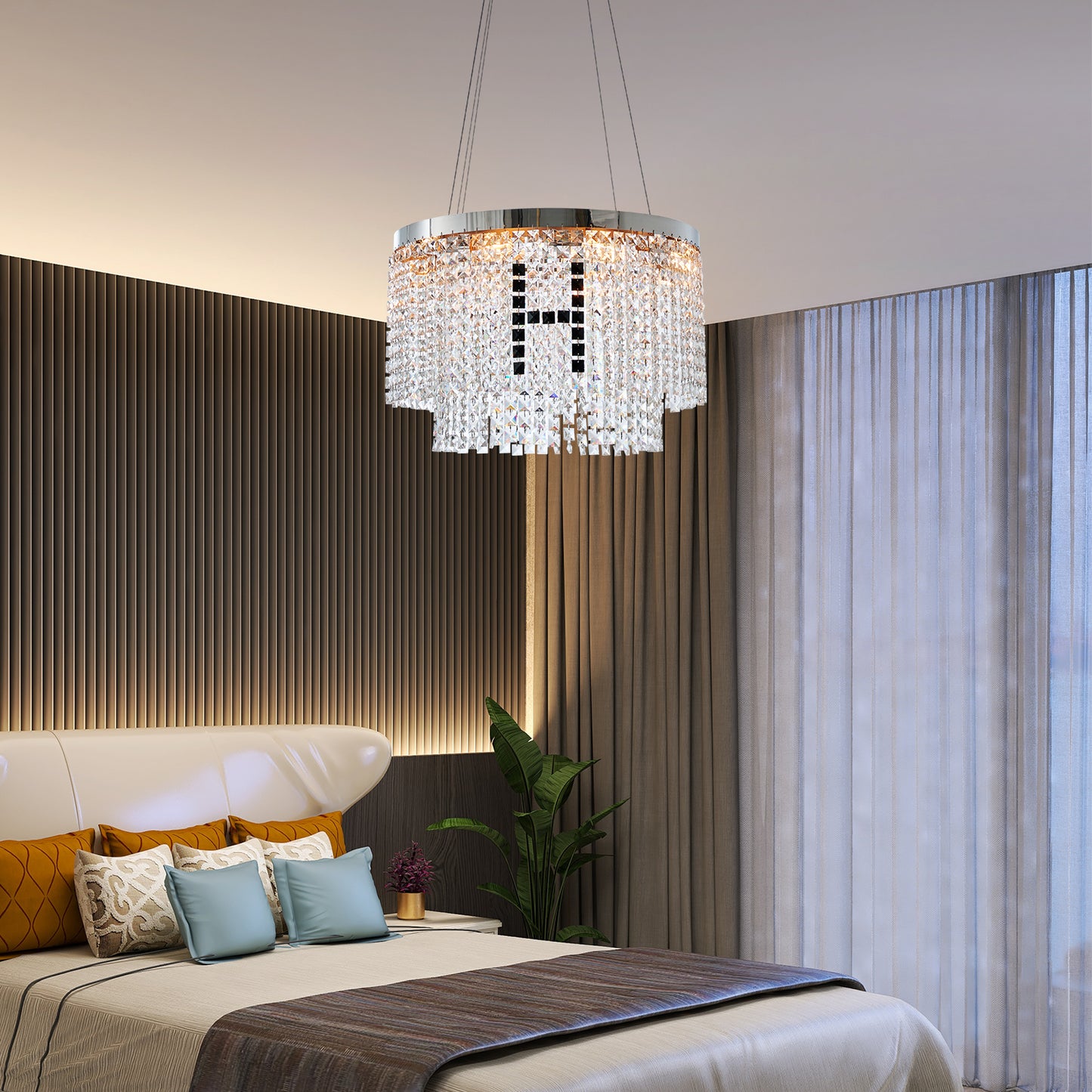 Modern Crystal Chandelier – Luxury Round Pendant Ceiling Light for Living Room
