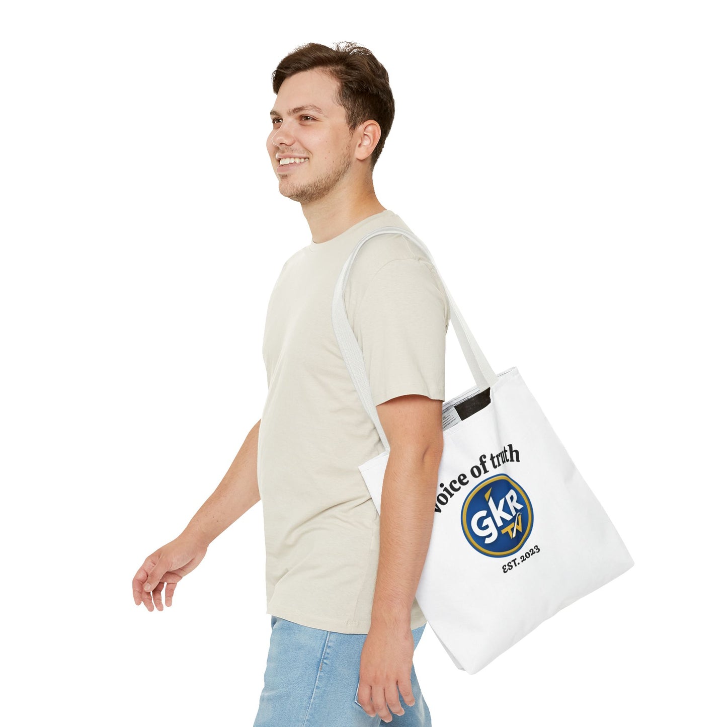 Voice of Truth "GKR TV" Tote Bag — Logo Cotton Carry-All (Est. 2023)