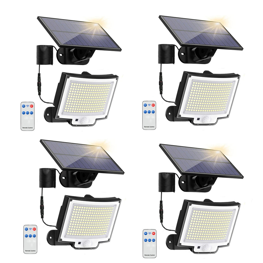 2-Pack 228 LED Solar Motion Sensor Wall Lights – Outdoor Waterproof Split Solar Flood Lights with Remote Control