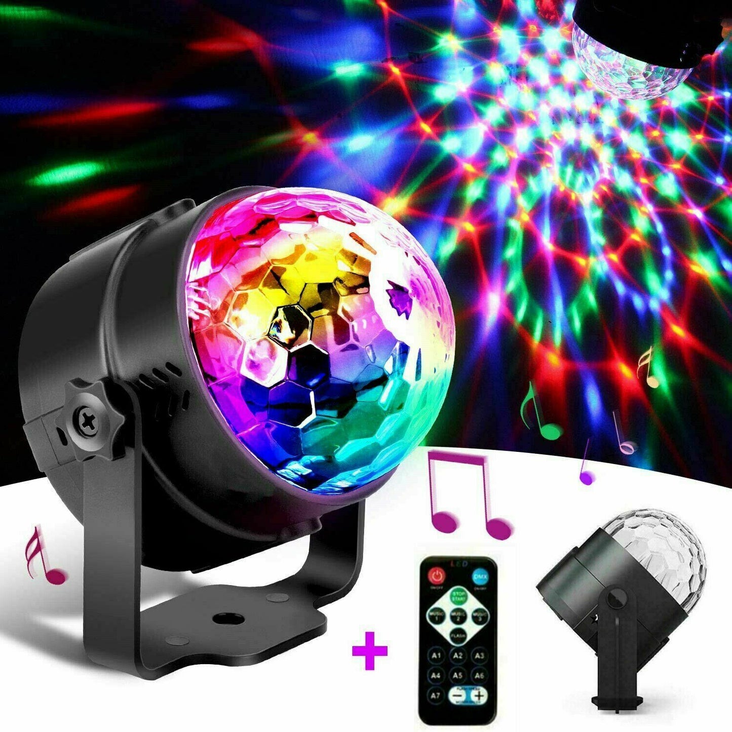 Disco Party Lights – LED Sound Activated RGB DJ Strobe Light with Remote (USB Powered)