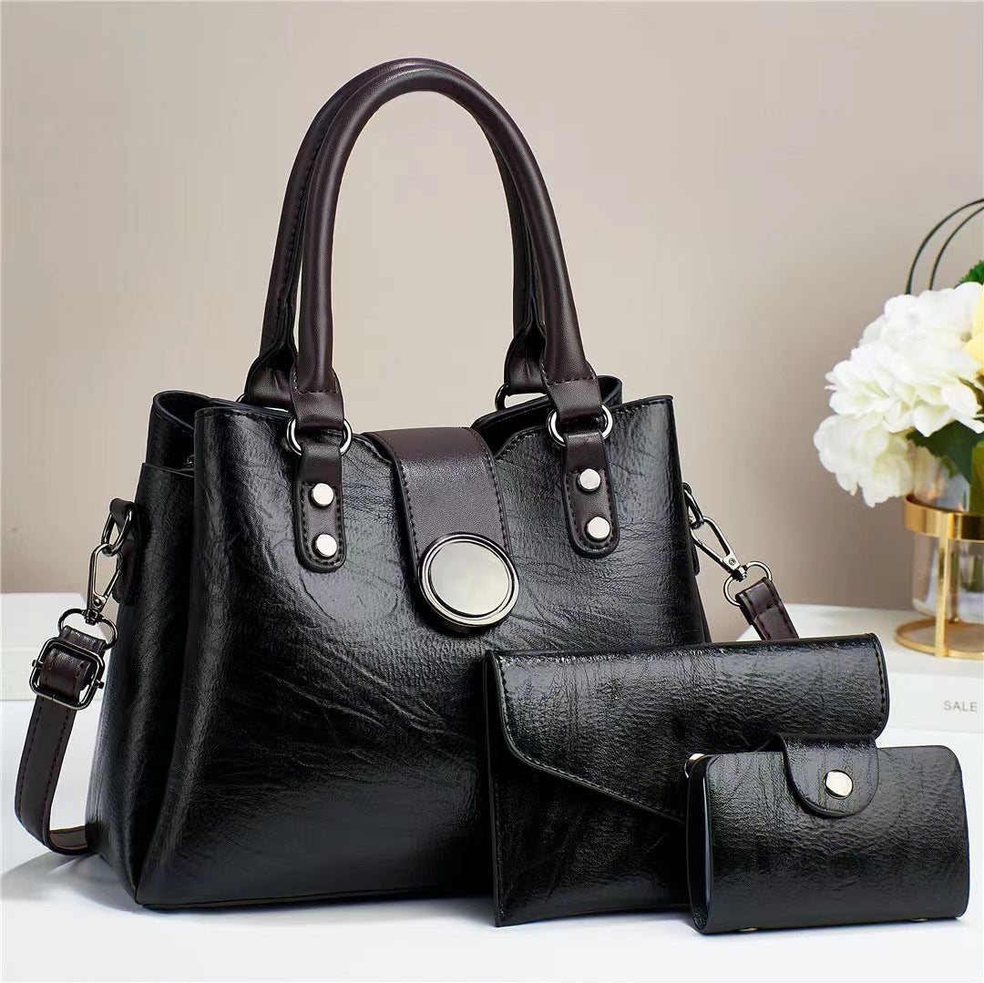 Women’s Fashion Handbag Set with Shoulder Bag and Pouch Three-piece Set