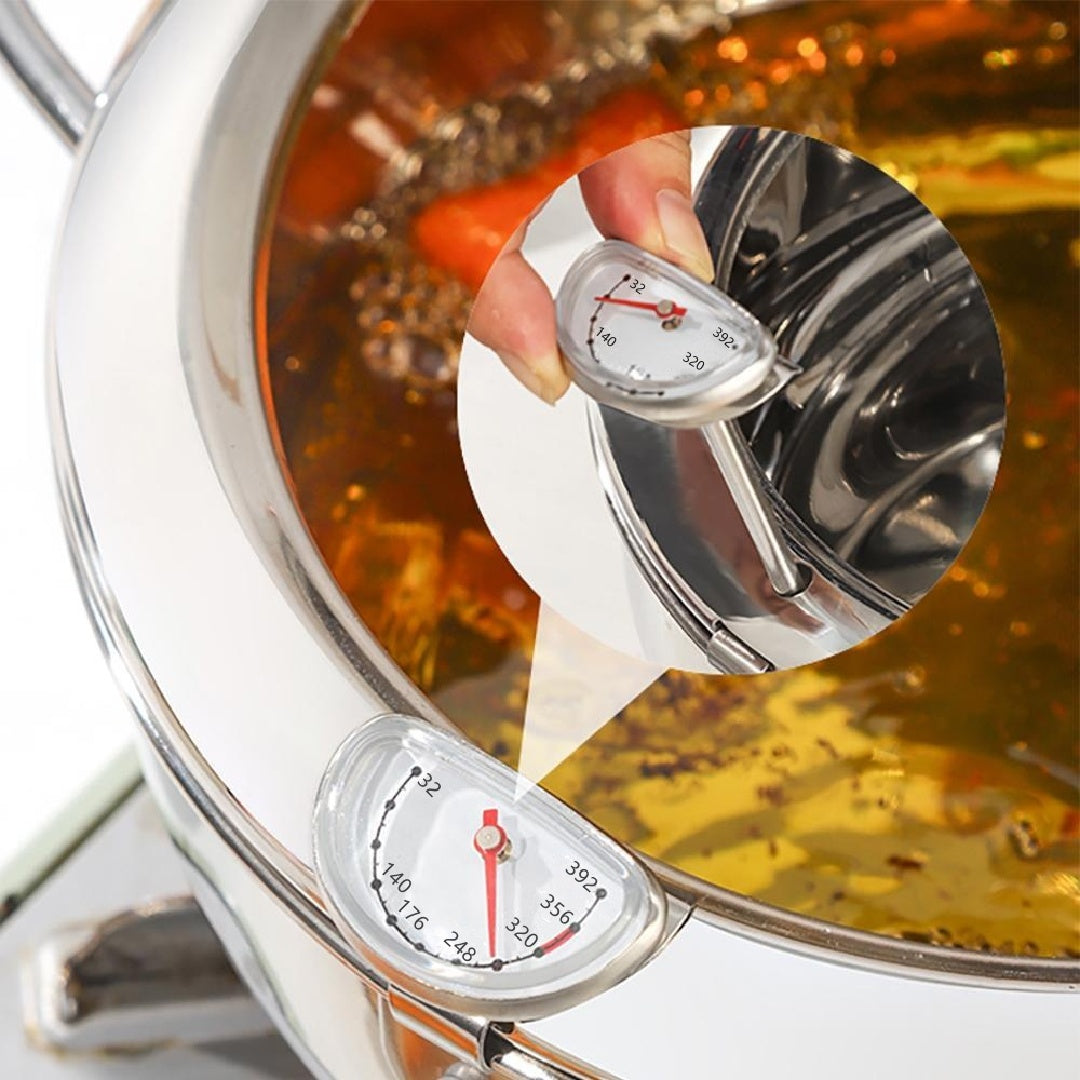 Stainless Steel Deep Fryer Pot with Basket & Temperature Control Lid