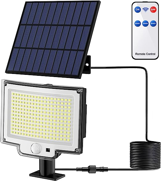 2-Pack 228 LED Solar Motion Sensor Wall Lights – Outdoor Waterproof Split Solar Flood Lights with Remote Control