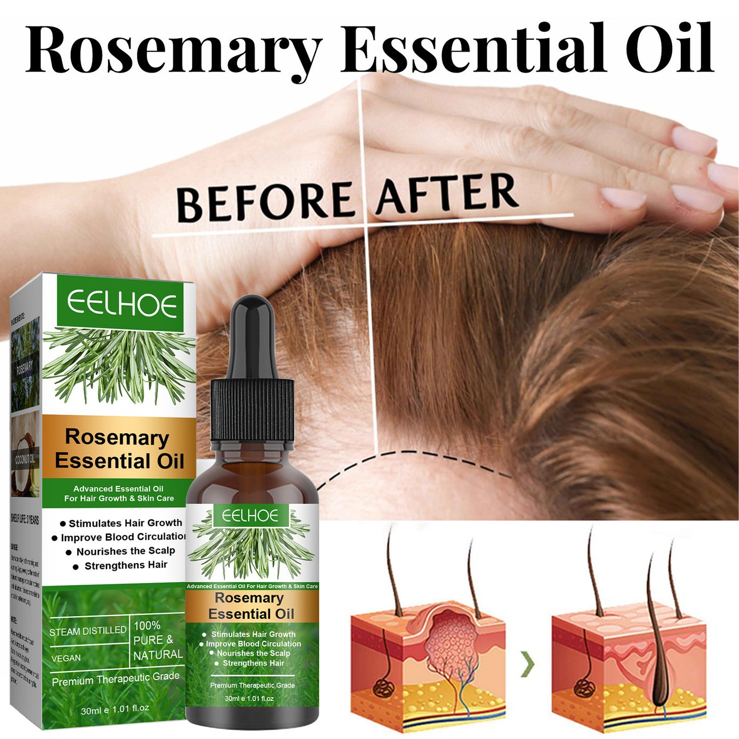 Rosemary Hair Growth Oil – Strengthening & Nourishing Hair Care Oil (30ml)