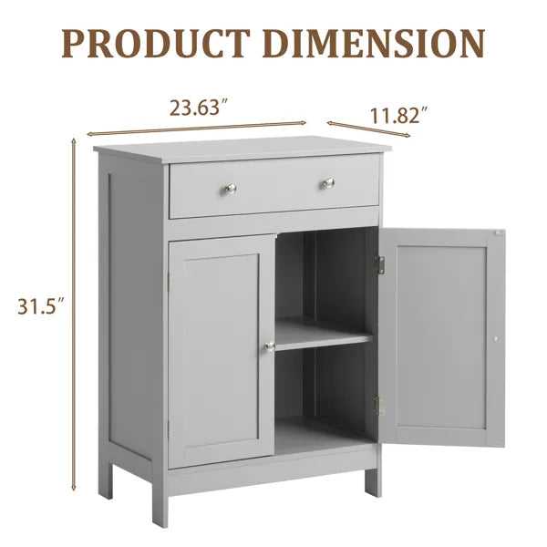 Gray Particleboard With Melamine Veneer, 60*30*80cm, Double Doors, Single Drawer, Bathroom Vanity