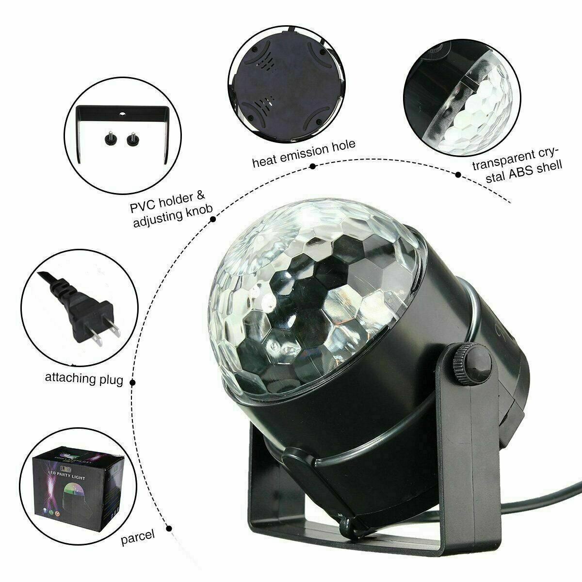 Disco Party Lights – LED Sound Activated RGB DJ Strobe Light with Remote (USB Powered)