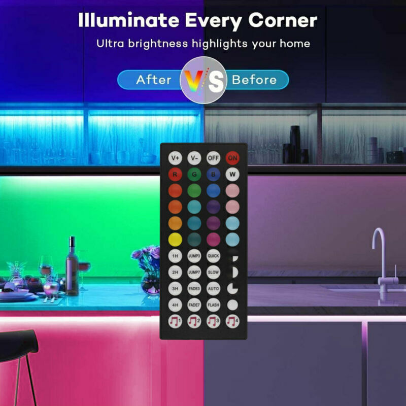 RGB LED Strip Lights – Bluetooth App Control Color Changing Lights for Room & TV (Remote Included)