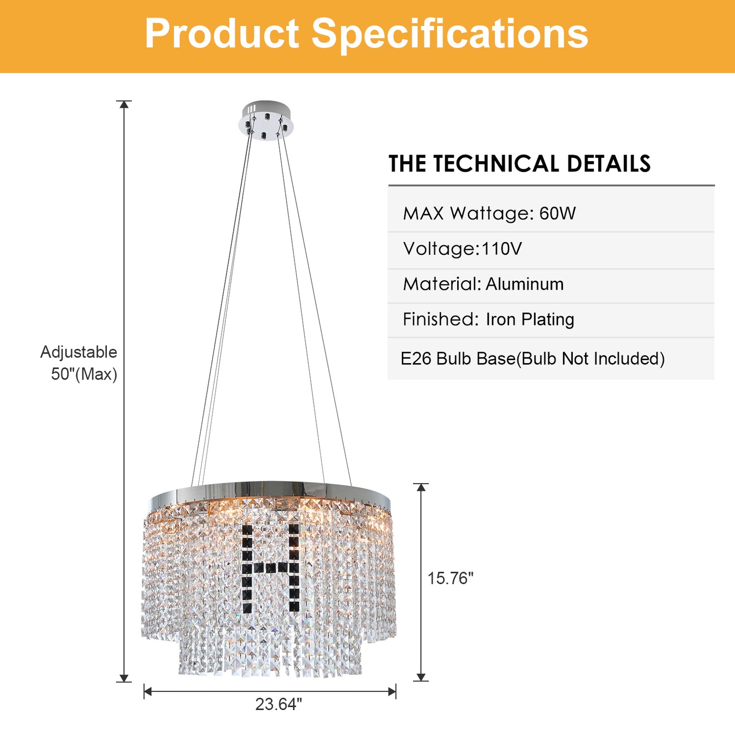 Modern Crystal Chandelier – Luxury Round Pendant Ceiling Light for Living Room