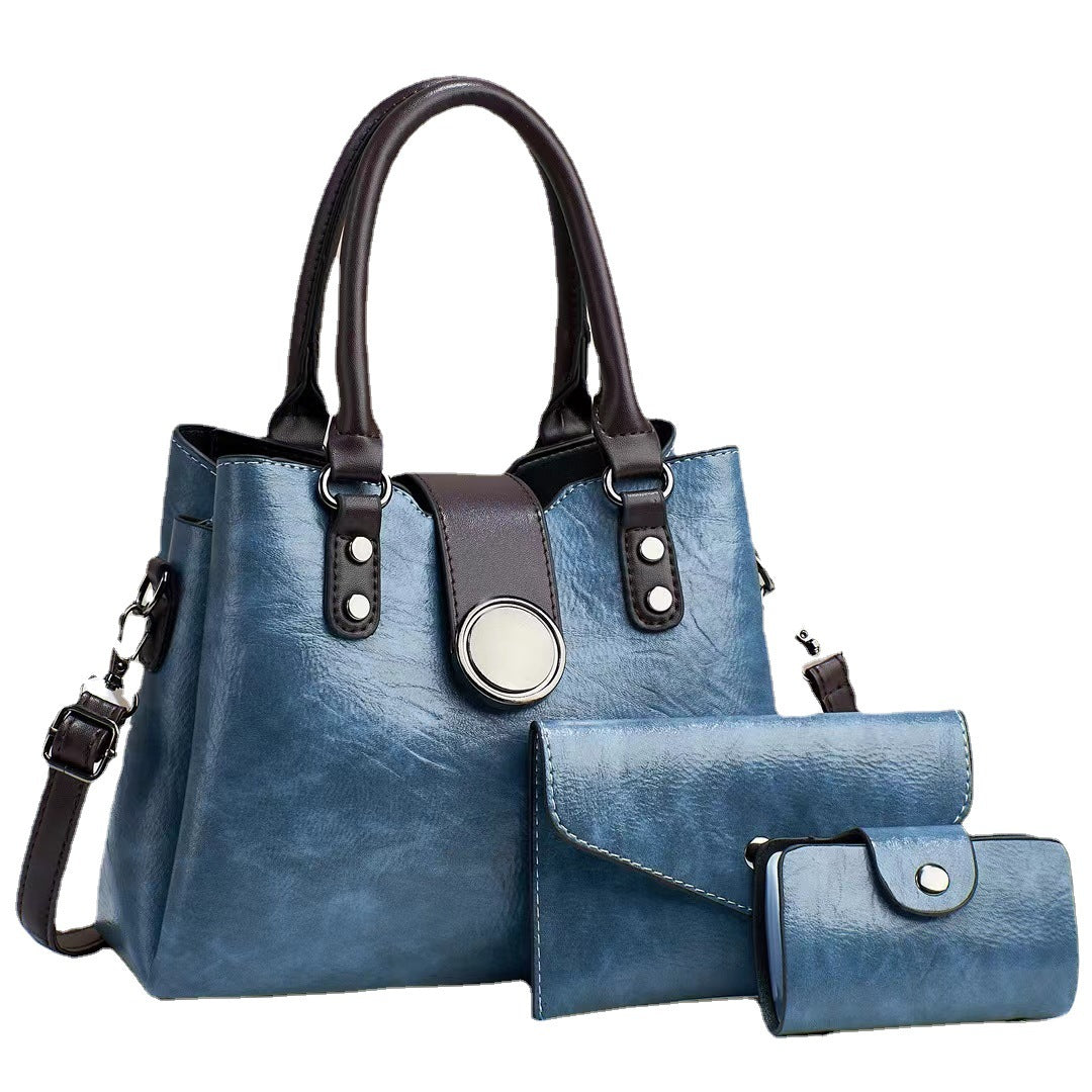 Women’s Fashion Handbag Set with Shoulder Bag and Pouch Three-piece Set