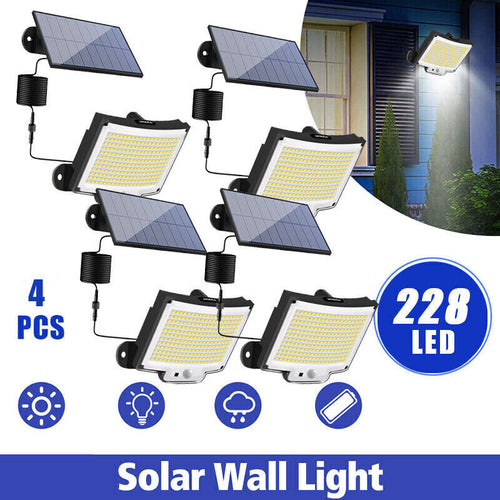 2-Pack 228 LED Solar Motion Sensor Wall Lights – Outdoor Waterproof Split Solar Flood Lights with Remote Control
